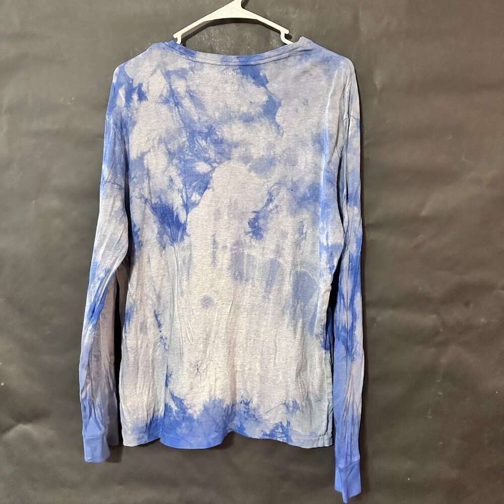 Polo Ralph Lauren Blue Tie Dye Tee Shirt Size Medium Soft Long Sleeve Cotton
